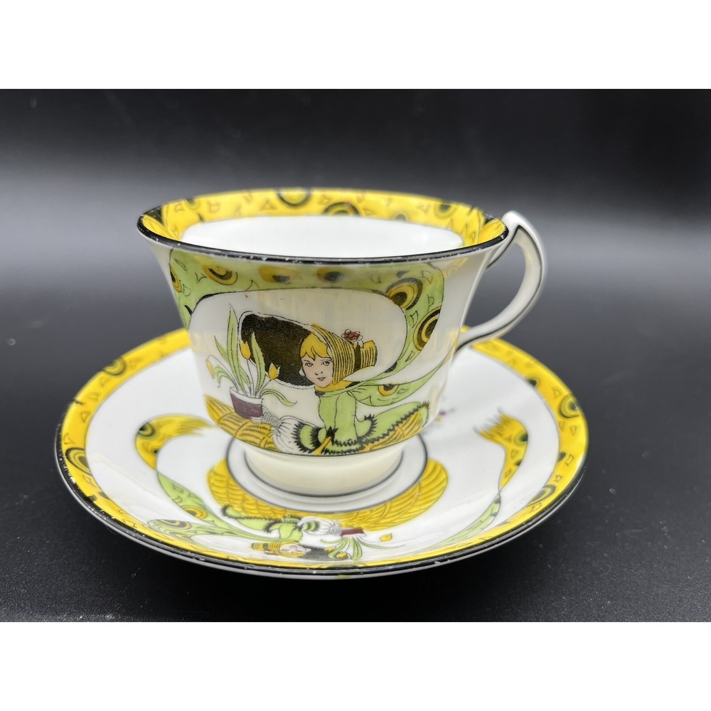 Rare Antique 1920 Melba Bone China DOLLY VARDEN Cup and Saucer Set